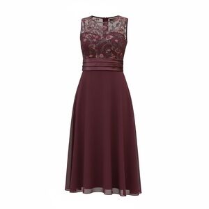 R&M Richards Burgundy Floral Lace Midi Dress